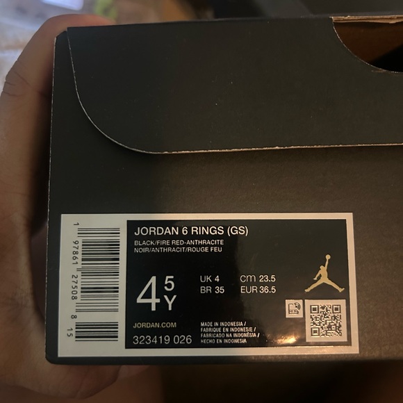 Jordan 6 Rings Black and Red Sneakers - Picture 3 of 3